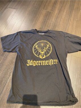 Jaegermeister Rare Black & Gold Embroidered Large Men's T Shirt